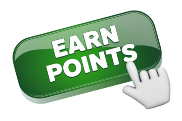 3d icon earning points by clicking on button . Isolated on transparent background, png