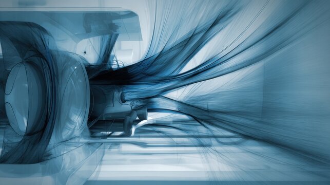 scientific wind tunnel style visualization of engine intake, air velocity vectors, flow lines, pressure zones, clean laboratory aesthetic, white