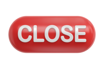 3d icon Close button with 3D render, ready to be clicked . Isolated on transparent background, png
