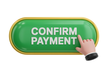 3d icon payment confirmation button ready to be clicked . Isolated on transparent background, png