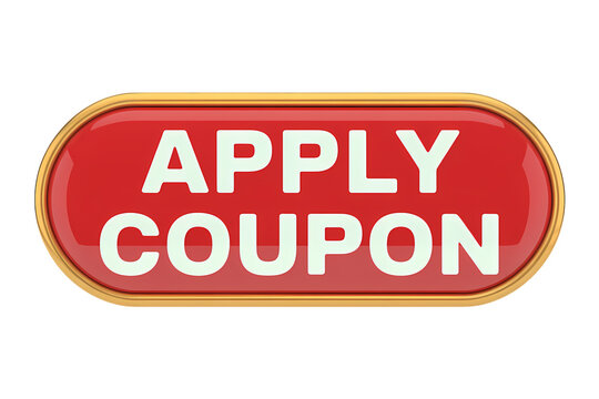 3d icon Red button with the words apply coupon in a bold font. Perfect for digital marketing and promotional materials.  . Isolated on transparent background, png