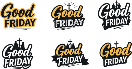 Fototapeta premium Good Friday Logos with Cross Symbol Designs for Religious Themes