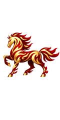 Golden Ornate Flaming Horse Illustration on Black Background