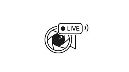 Live Streaming Visuals: A stylized camera lens, encircled by a visual representation of live streaming, signifies the modern era of broadcasting and immediate sharing of content. 