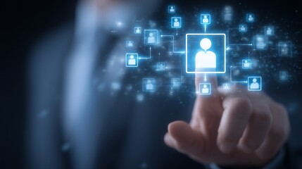 A Professional Touching a Digital Representation of Connected User Profiles in a Virtual Network Environment