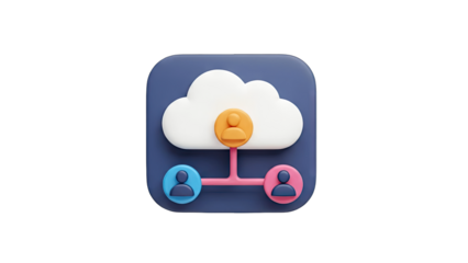 Cloud Computing Icon Connecting Users - Digital Network Concept