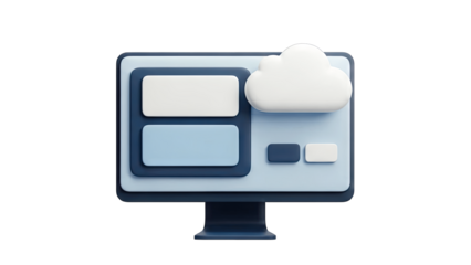 Cloud Computing on Monitor Display - Data Storage Concept