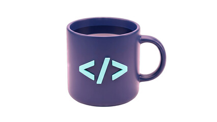 Coding Mug with Code Symbol on White Background