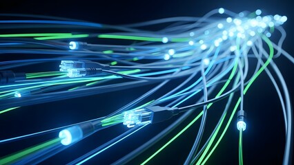 Abstract Fiber Optics Network Technology Connecting to High-Speed Data Transmission