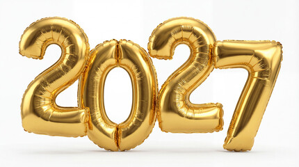 3d render of Celebration banner with happy new year 2027 balloons floating