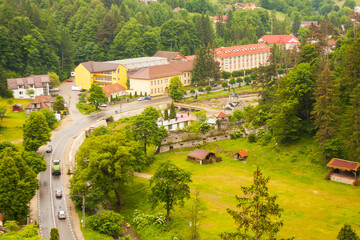 View on surroundings from castle Bran in Romania