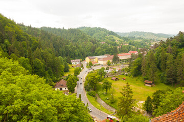 View on surroundings from castle Bran in Romania