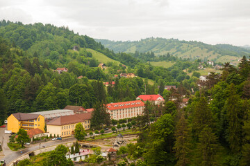 View on surroundings from castle Bran in Romania