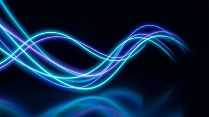 Abstract neon light waves with clear visual details, smooth motion, balanced lighting, and natural cinematic style