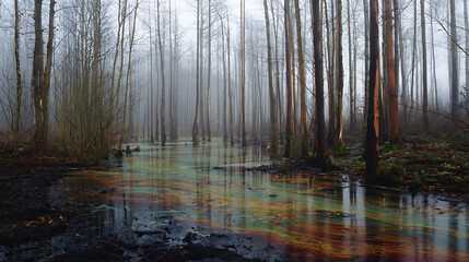  A picture showing the effects of acid rain on forest due to environmental pollution
