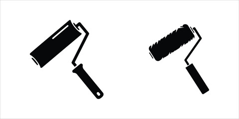 Paint Roller Silhouette Icon A Decorating Tool Illustration