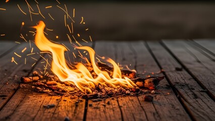 Burning fire flames on dark background