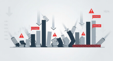 Financial market crash imminent as stock charts crumble and danger alerts flash, signaling economic crisis and collapse ahead.