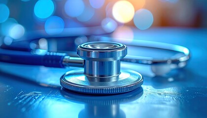 stethoscope on blue background