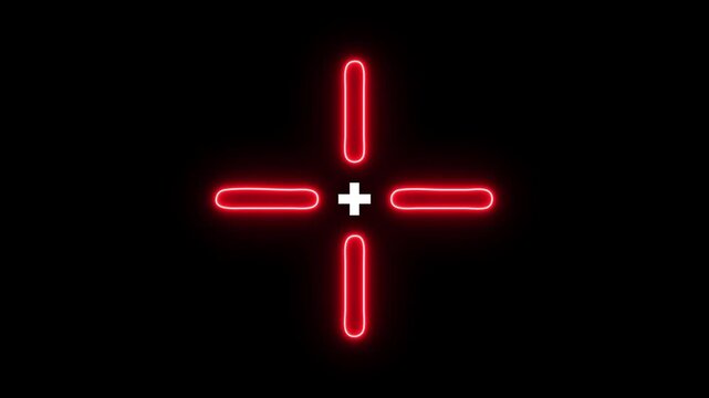Glowing neon target icon animation, military training hitting the center of a shooting target for business targeting and winning goals . Startup, creative idea, innovation, technology, competition