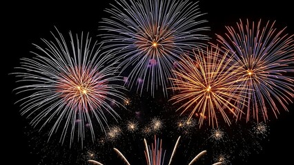 Fototapeta premium Vibrant fireworks light up the night sky with stunning bursts of color and sparkle