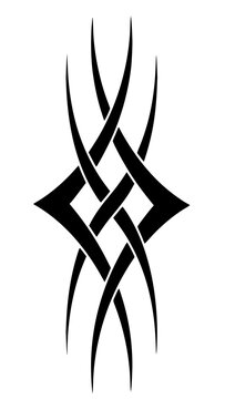 Abstract Black Swirl Tribal Tattoo Design with Intersecting Lines and Sharp Edges