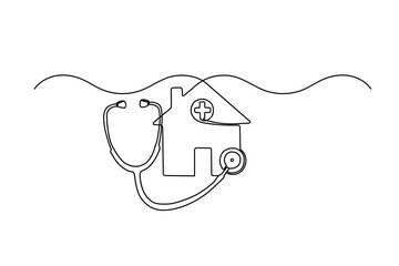 Obraz premium Concept of primary care and home health services in minimalist art.