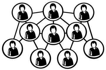 Flat Vector Organization Hierarchy Diagram with People Icons &mdash; Minimal Corporate Structure Design