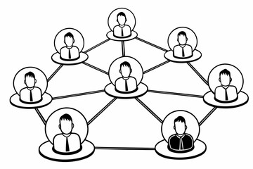 Flat Vector Organization Hierarchy Diagram with People Icons &mdash; Minimal Corporate Structure Design