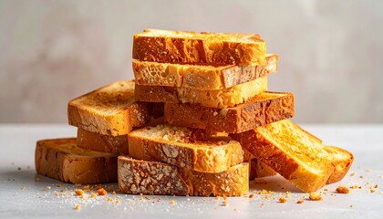 pile of toast on the table