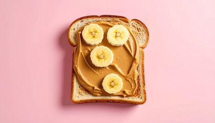 bread background with banana slices