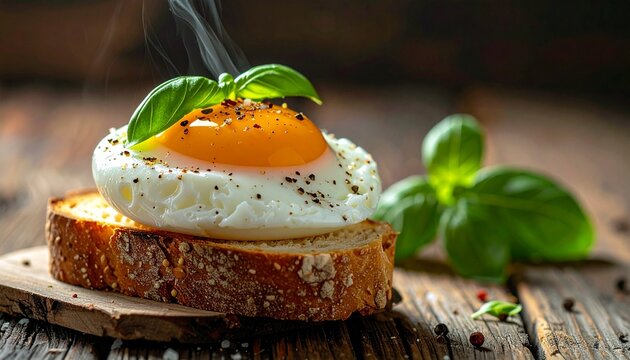 bread with half boiled egg