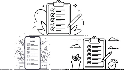 checklist and task management illustration with clipboard pencil and completed items for productivity planning workflow and business organization concept