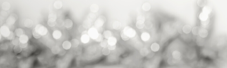 Festive background. Abstract blurred background features shimmering lights, creating inviting atmosphere. Gray background. Demonstrating color of 2026 year, Cloud Dancer