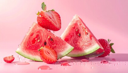 watermelon slices on white background