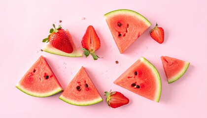 watermelon slices on white background