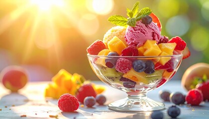 ice cream with fruits