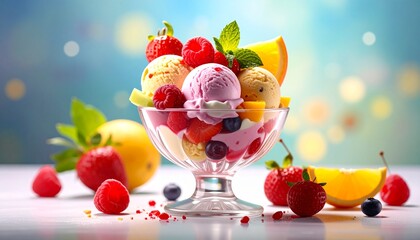 ice cream with fruits