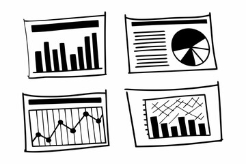 Flat Vector Chart Set with Bar, Pie, Line, and Donut Charts &mdash; Clean Minimal Data Visualization