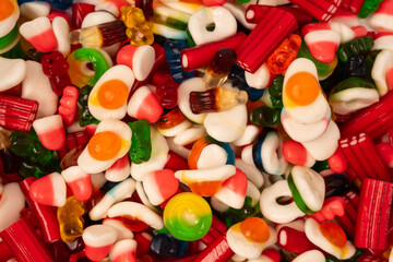 Assorted colorful gummy candies. Jelly  sweets.