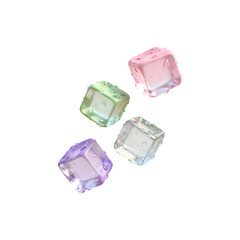 Colorful ice cubes with water droplets