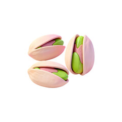 Vibrant green pistachios bursting out of pink shells