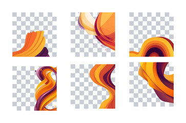 Abstract Flowing Shapes and Color Waves on Transparent Background