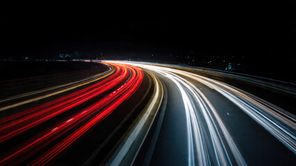 Fototapeta premium Highway at Night with Car Light Trails
