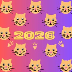 2026 with cute cats pattern