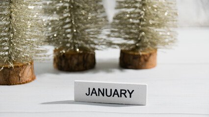 Decorative Christmas trees on a gray background. Concept of winter and winter holidays Christmas and New Year