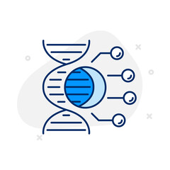 Digital Genome Mapping Icon: Vector Line Graphic for Biotechnology and Genetic Data Concepts. Digital genome mapping icon, DNA analysis, bioinformatics, and medical innovation.