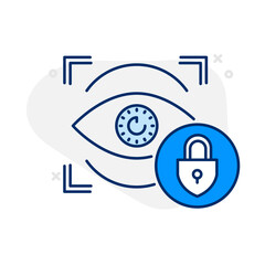 Biometric Authentication Icon: Vector Line Graphic for Secure Identity and Access Control Concepts. Biometric authentication icon, identity verification, security systems, and privacy protection.