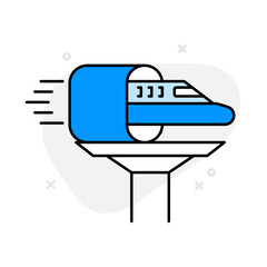 Hyperloop Transport Icon: Vector Line Graphic for High-Speed Travel and Future Mobility Concepts. Hyperloop transport icon, futuristic transit, innovation, and smart transportation.