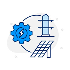 Smart Infrastructure Grid Icon: Vector Line Graphic for Intelligent Energy and Urban Systems Concepts. Smart infrastructure icon, digital grid, automation, and smart cities.